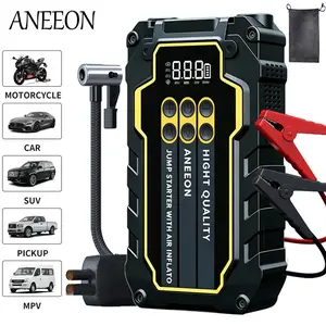 6400mah Portable Starter, Air Compressor Included, 12V Gasoline Diesel Battery Booster, Fast USB Charging, LED Light, Safety Features, Aneeon
