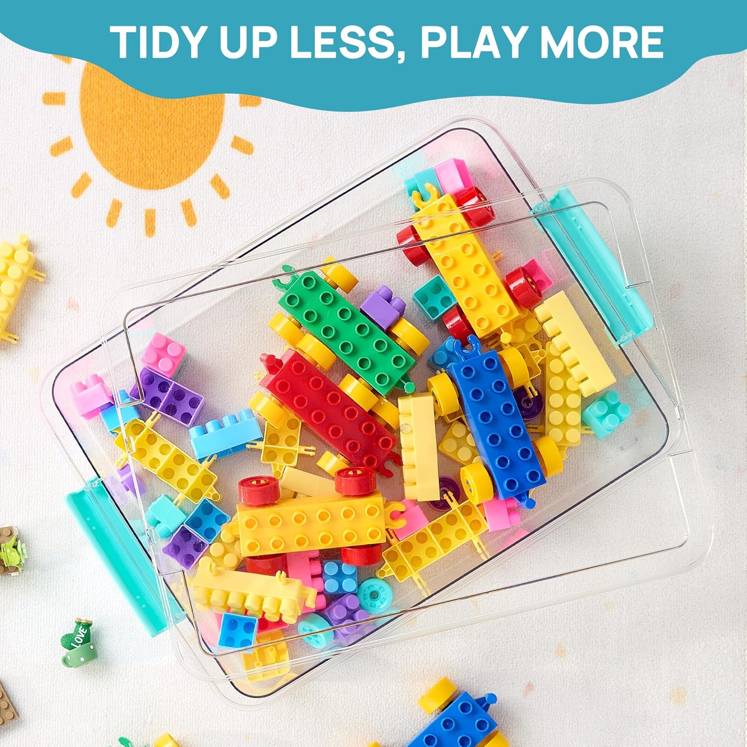 6 Qt Plastic Storage Bins with Lids, Clear Sensory Bins, Arts Crafts Organizers and Storage, Stackable Containers for Home Office and School Supplies, 4 Pack