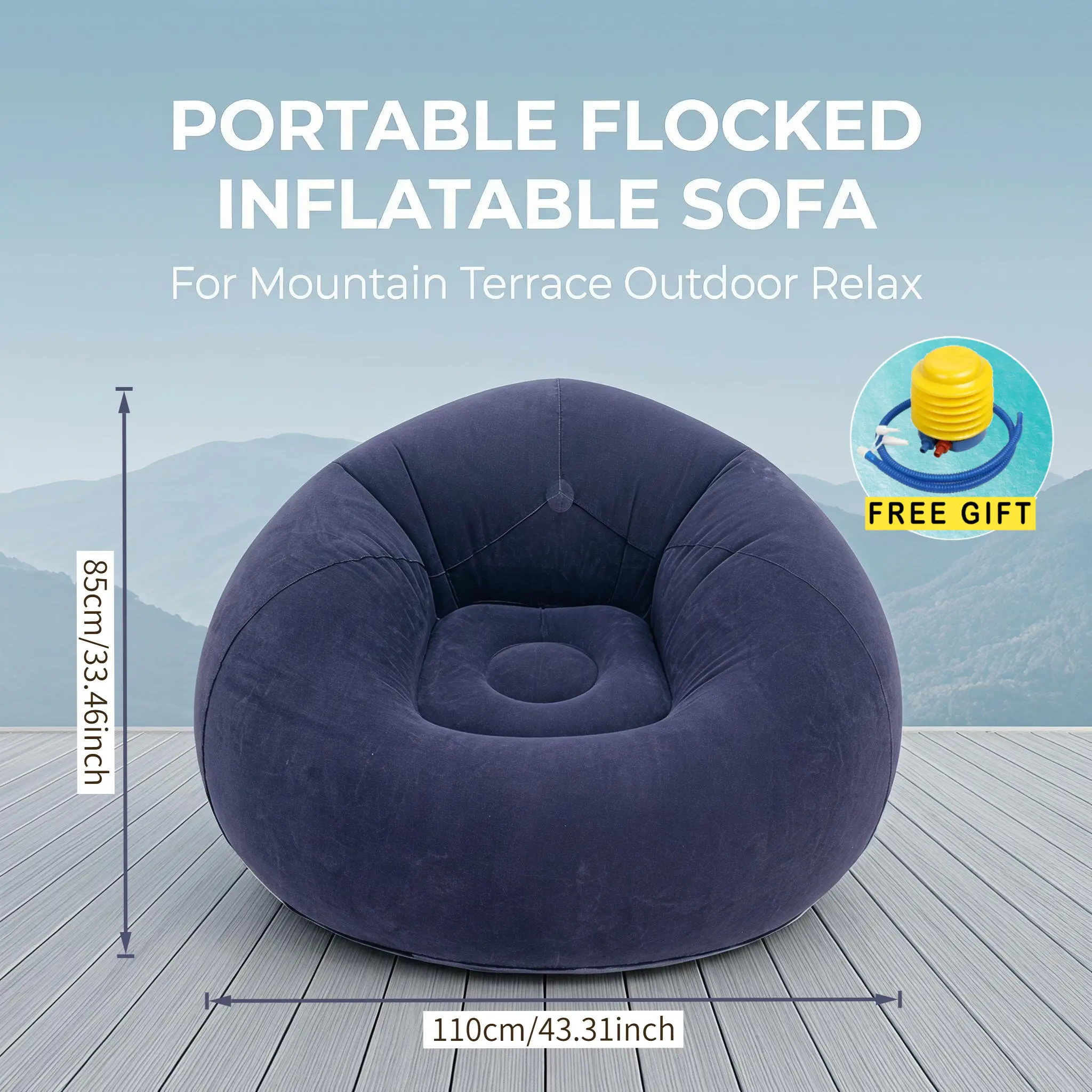 Portable Inflatable Boneless Comfy Sofa with Pillow, Hammock-Style Folding Camping Bean Bag, Lightweight Durable Outdoor Gear for Backyard Camping, Beach Trips, Lounging & Sleeping