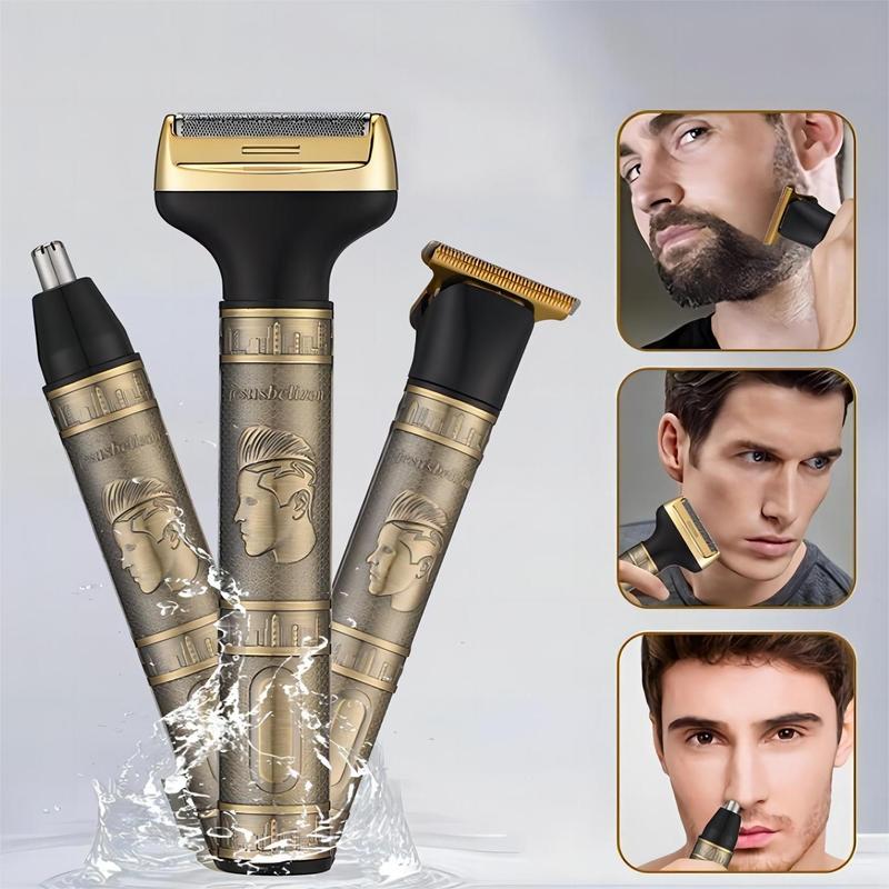 Electric Hair Shaver, 1 Set Electric Razor with Tool Accessories, Nose Hair Trimmer, Multifunctional Electric Razor, Men's Grooming Hair Tool, Waterproof Shaver Kit, USB Rechargeable Shaver