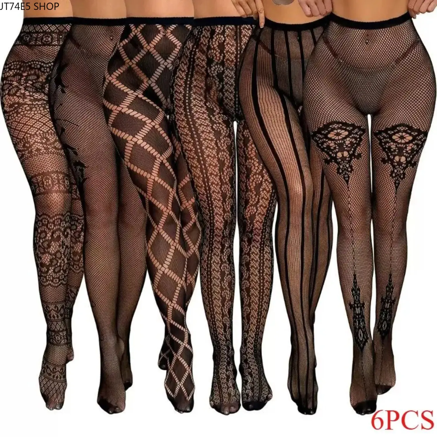 6/3/1 Pack Black Fishnet Stockings For Women High Waist Suspender Pantyhose Set Sexy Thigh High Tights Gothic Clubwear Party Outfit Accessories