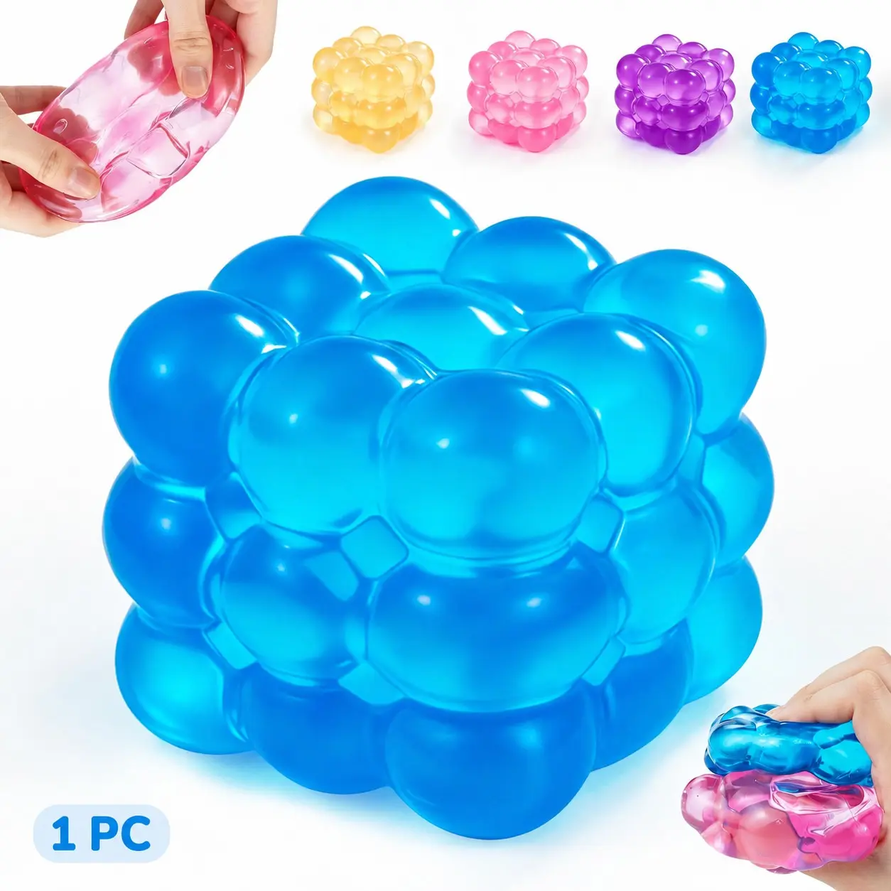 Ice Cube Squishy Fidget Toy for Adults, Slow Rising Maltose Stress Cube, Soft Handheld Sensory Squeeze Toy with Irregular Shape for Stress Relief, Focus, Desk Use and Relaxation（1 PC）