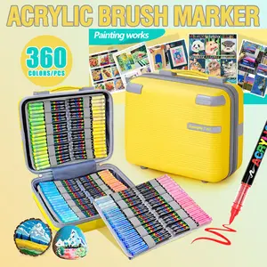 360 Color Acrylic Paint Soft Tip Marker Set, Waterproof Quick Dry Markers, Creative DIY Drawing Graffiti Stickers Poster, Art Design Gift Stationery