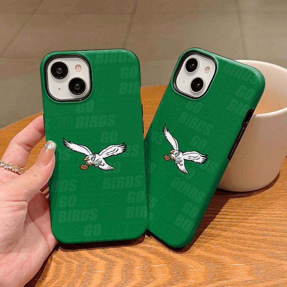 Go Eagles Football Phone Case , Shockproof Rugged Cover Dual Layer Soft TPU Hard Bumper Hard Shell for iPhone 11 12 13 14 15 16 17 Pro Max Plus Air X XR 7 8 XSMAX
