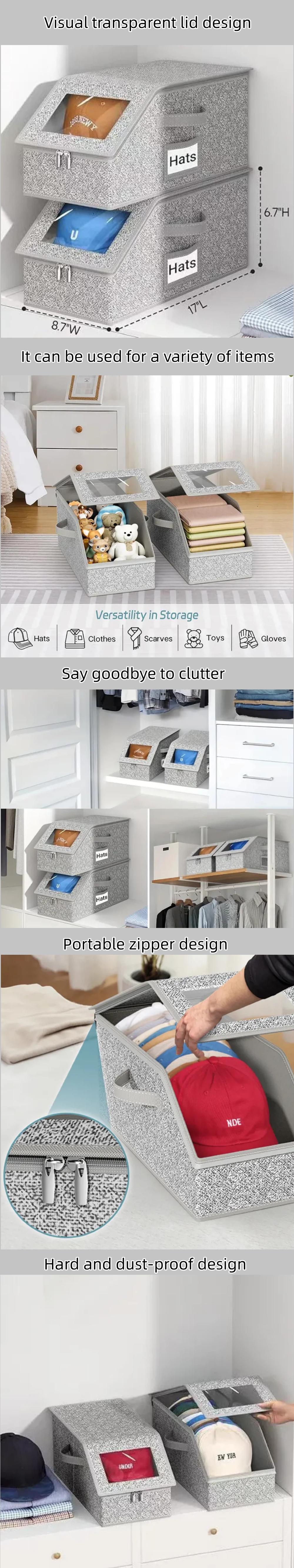 Stackable Hat Storage for Baseball Caps Visual Lid, Hat Storage Boxes for Closet, Holds Up to 12 Caps with Cardboard, Hat Organizer for Women & Men Meaningful,Sturdy Hat Boxes with Cardboard