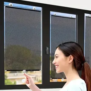 Drill-Free Retractable Heat Insulation Sun Shade, Suction Cup Easy Install Window Cover, Kitchen Balcony Living Room Glass Window