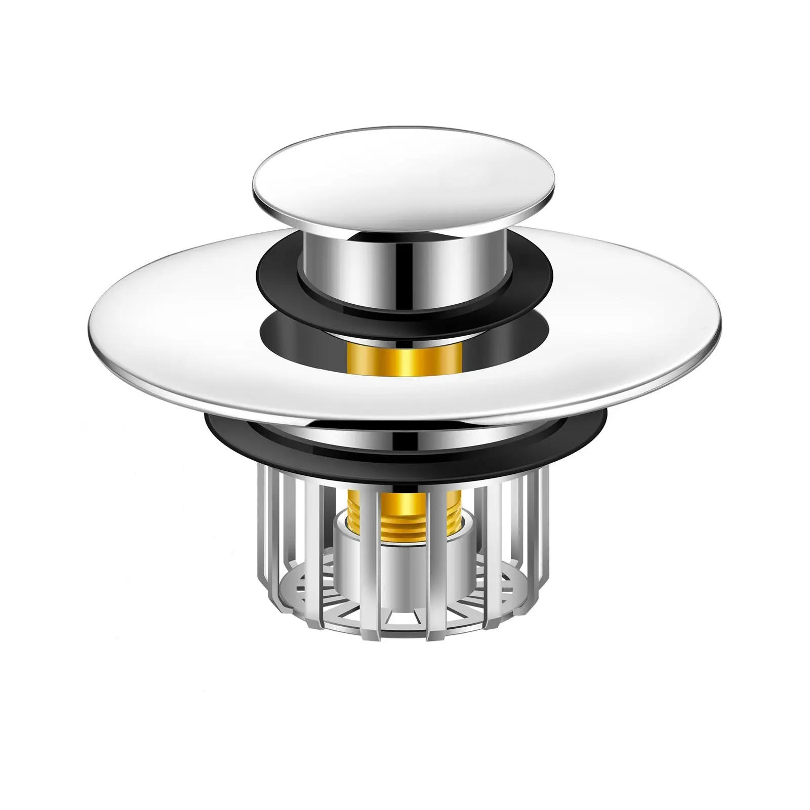 2-In-1 Bathtub Drain Plug, Pop-Up Bathtub Stopper with Effective Filter Basket, Anti-Clog Bathtub Drain Plug, Home Essentials