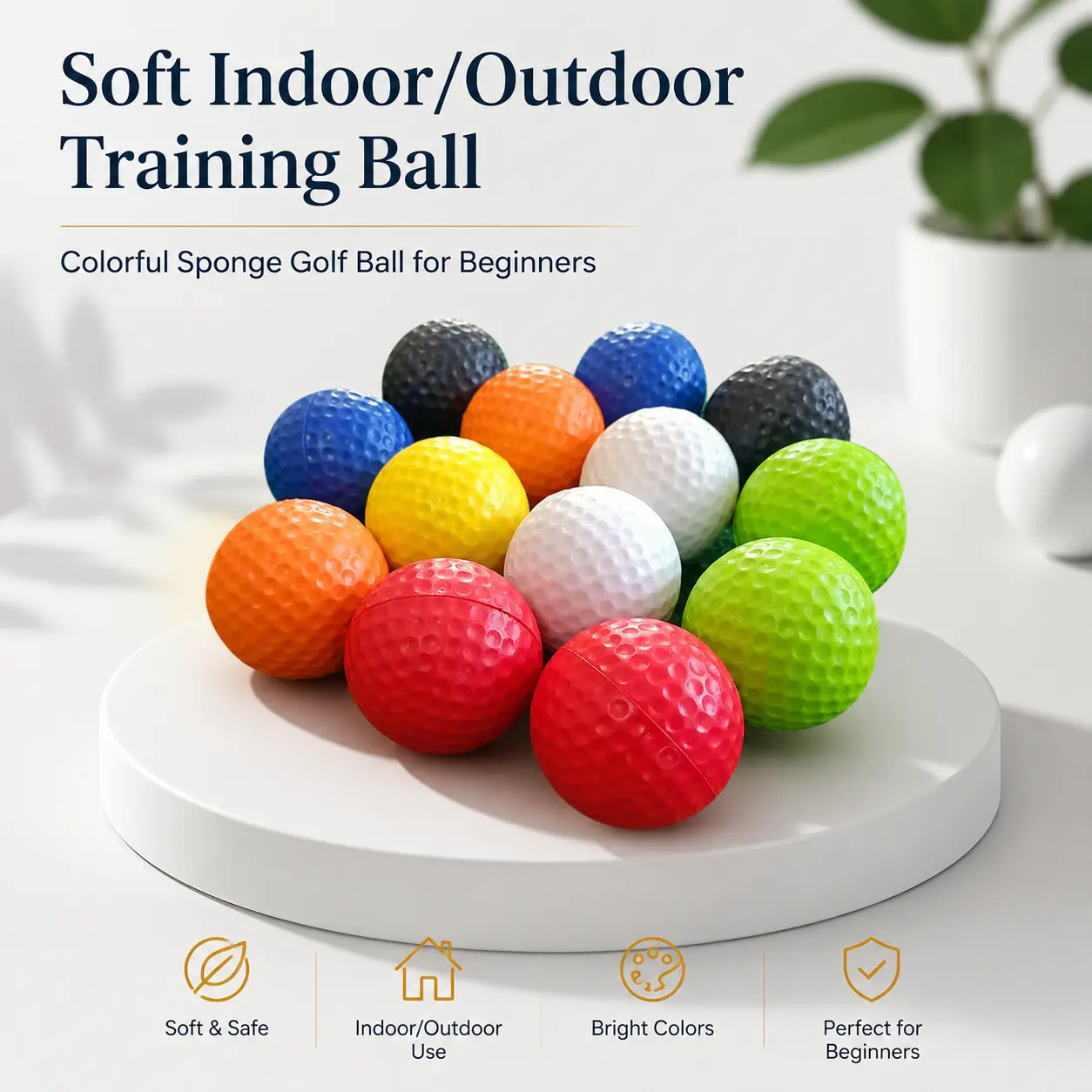 Soft PU Practice Golf Balls for Indoor and Outdoor Training – Lightweight, Colorful Sponge-Like Balls Ideal for Beginners, Multiple Colors Available for Skill Development and Visual Tracking