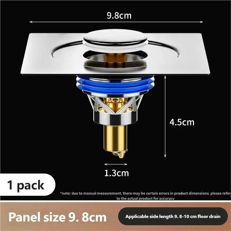 Pop-Up Floor Drain Cover for Bathroom – Anti-Odor & Anti-Backflow Sewer Drain Stopper, Universal Press & Foot Operated Drain Plug for Shower & Sink, Press-Open, Odor Prevention