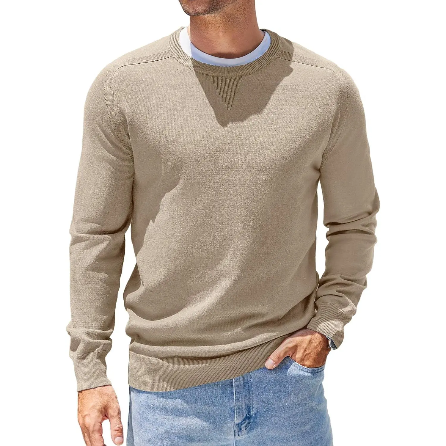 Mens Sweater Crewneck Pullover Lightweight Dress Sweater Silm Fit | Soft Knit Fabric, Lightweight, Triangle Weave Design, Comfy, Casual Basic Pullover, Wrinkle Free, Stylish Fashion 2026