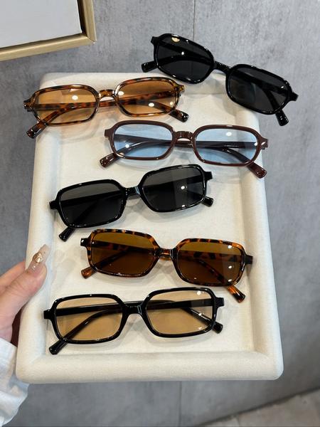 Unisex Fashion Retro Square Sunglasses, Small Frame Design, Suitable for Daily Wear, Pack of 6 Pairs, Stylish Eyewear for Men & Women