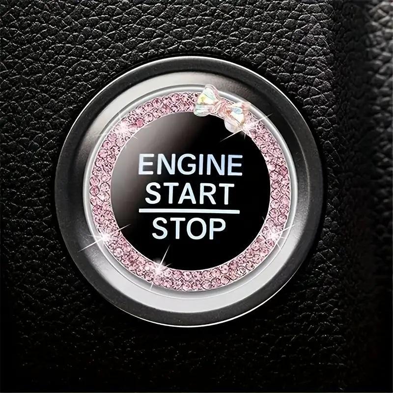 Car Engine Start Stop Button Decoration, Rhinestone Decor Car Engine Start Stop Button Circle, Car Interior Accessories for Women & Girls, Car Interior Decorative, Car Decorations