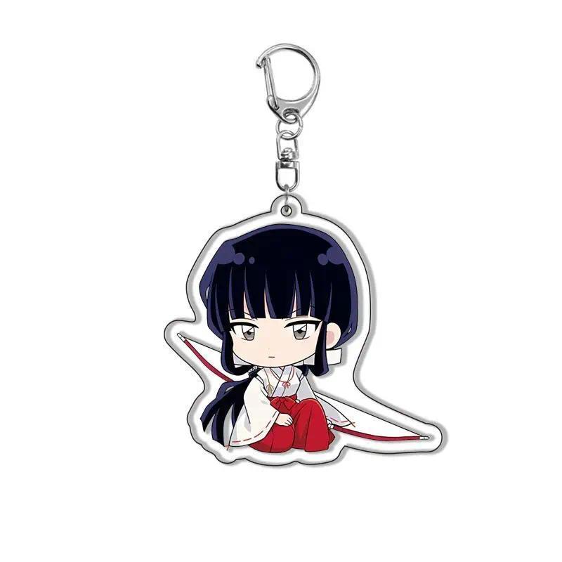 Fashion Anime Keychains Cartoon Figures Higurashi Kagome Sesshoumaru Miroku Acrylic Keyring Collection Accessories Gift