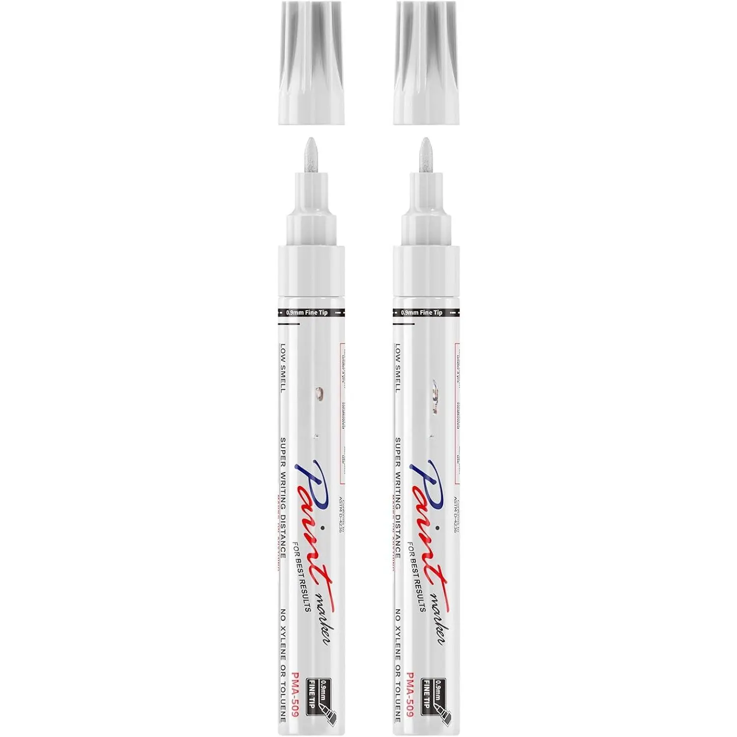 Oil-Based Fine Tip  Marker Pen - 2 Pack White 0.9mm Fine Nib Permanent Markers, Quick Dry, , Fade Resistant  Pens for Metal, , Rock, Plastic, Ceramics, Rubber, Glass