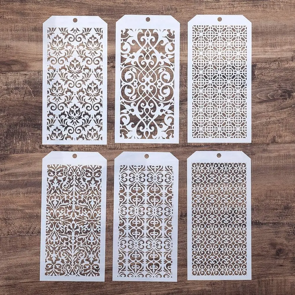 DIY Decorative Stencil Template for Scrapbooking Painting  Wall Furniture Crafts,Set of 6 (Damask)