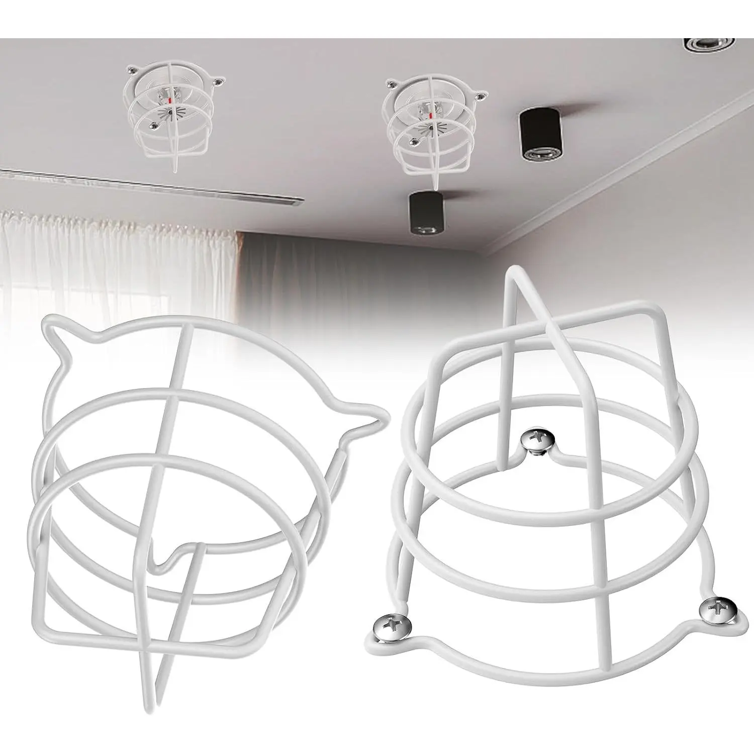 2 count White Fire Sprinkler  Guard Cover,Durable Fire Spirnkler  Guards for Both 1/2" & 3/4" Fire ,Guard for Fire  for Protecting Flush Mount/Side Wall/Pendent  Semi