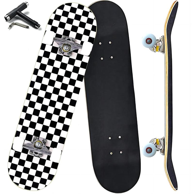 Pro Complete Skateboards for Beginners Girls Boys Kids Youths Teens Adults 31"x8" Skate Boards 7 Layers Canadian Maple Double Kick Deck Concave Longboard