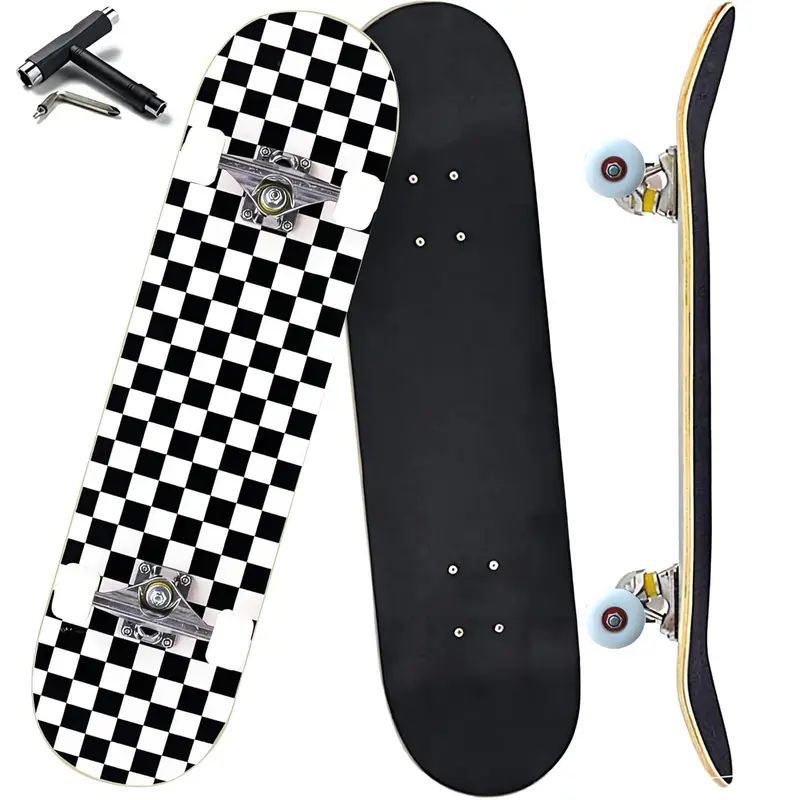Pro Complete Skateboards for Beginners Girls Boys Kids Youths Teens Adults 31"x8" Skate Boards 7 Layers Canadian Maple Double Kick Deck Concave Longboard