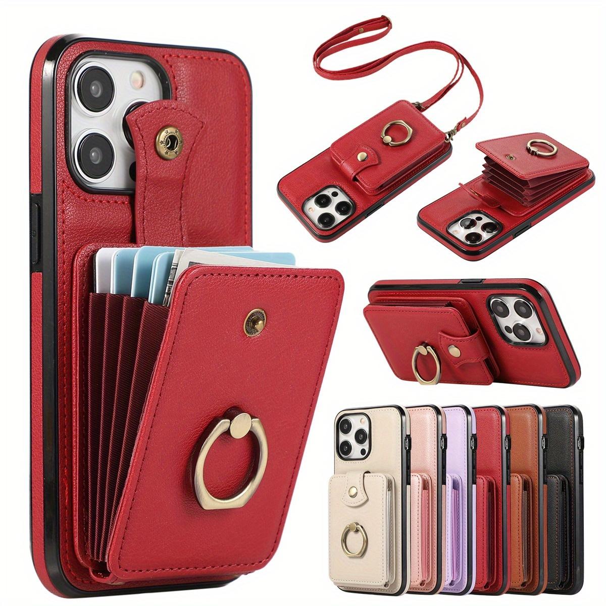 Card holder phone case for iPhone 17/16e/16/15/14/13/12/11 Pro Max SE 2020/SE 2022/X/XS/XR/XS Max 16/15/14/7/8 Plus 17 Air.Features 360-degree rotating ring holder, RFID anti-theft function, and drop protection function.