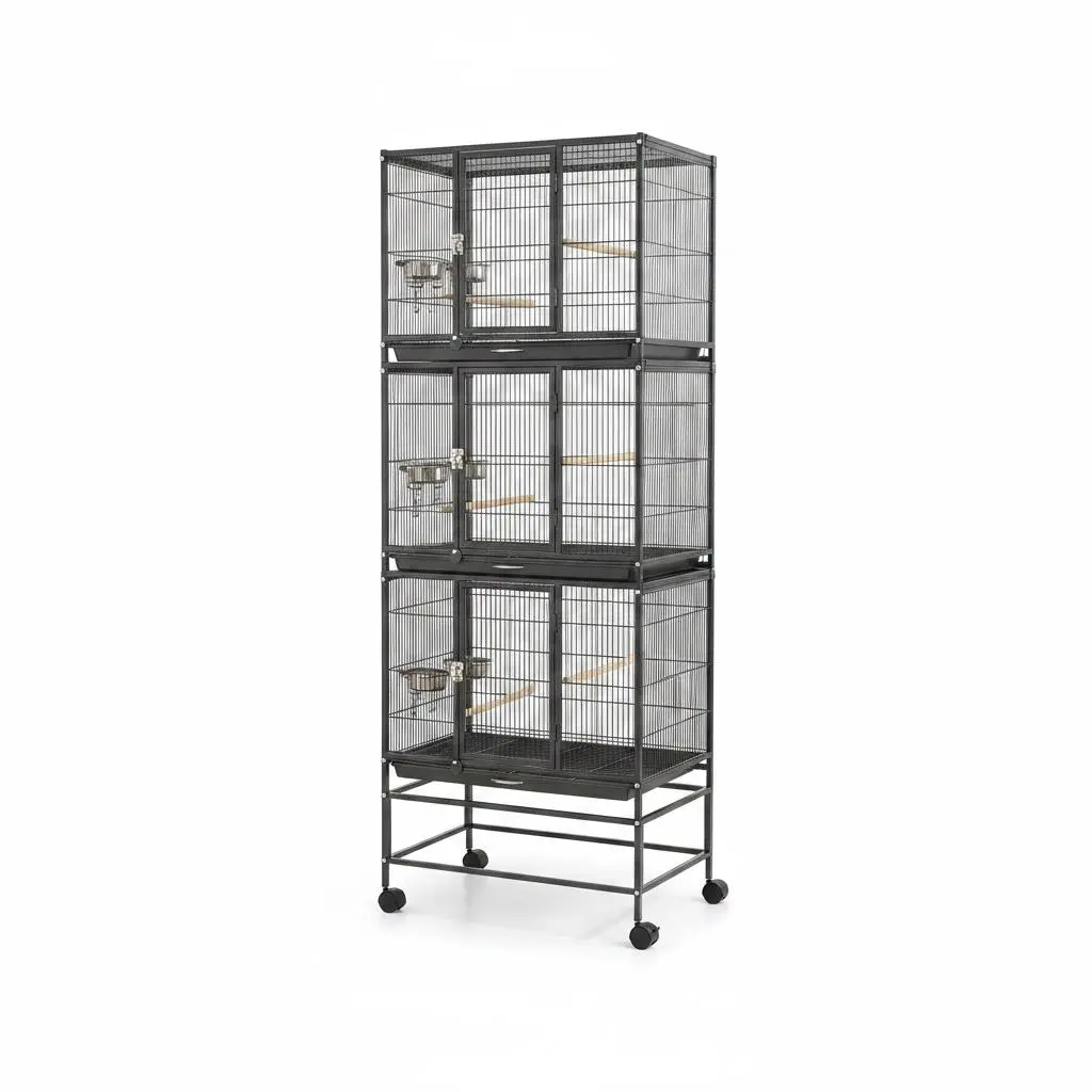 Large 74" Bird Cage with 3 Dividers – Carbon Steel, 67lbs, Slide-Out Trays – Flexible Aviary for Finches, Parakeets, Cockatiels & Conures