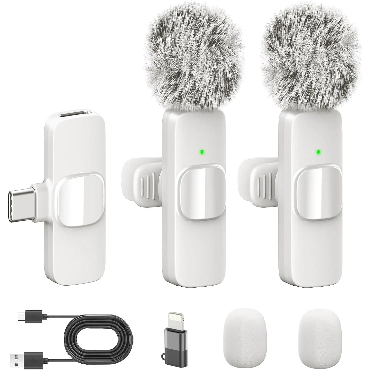 White  Lavalier Microphone for  & Android - Mini Clip- Mic with Noise Cancellation 2 Pack Lapel Mic Plug and Play  Mic for Video Recording Interview Podcast Vlog YouTube