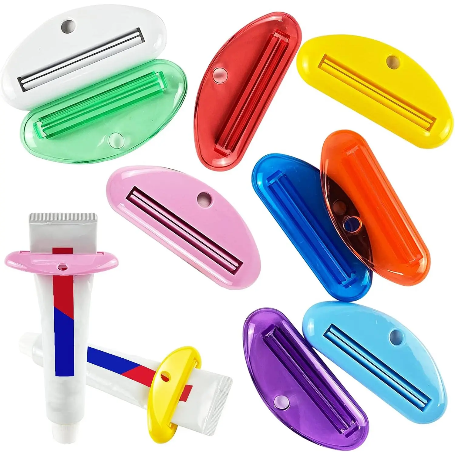 9-Piece Clip Shape Portable Plastic Toothpaste Tube Squeezer Dispenser Clips - Save Money Tool for Toothpaste, Facial Cleanser, Cream, Kitchen