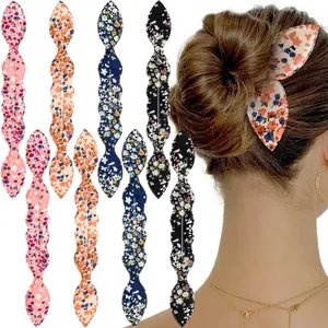 8Pcs Deft Hair Bun Maker French Twist Donut Hair Bun Rabbit Ear Bun Twister Flower Flexible Donut Quick Hair Styling Accessories for Women Girls
