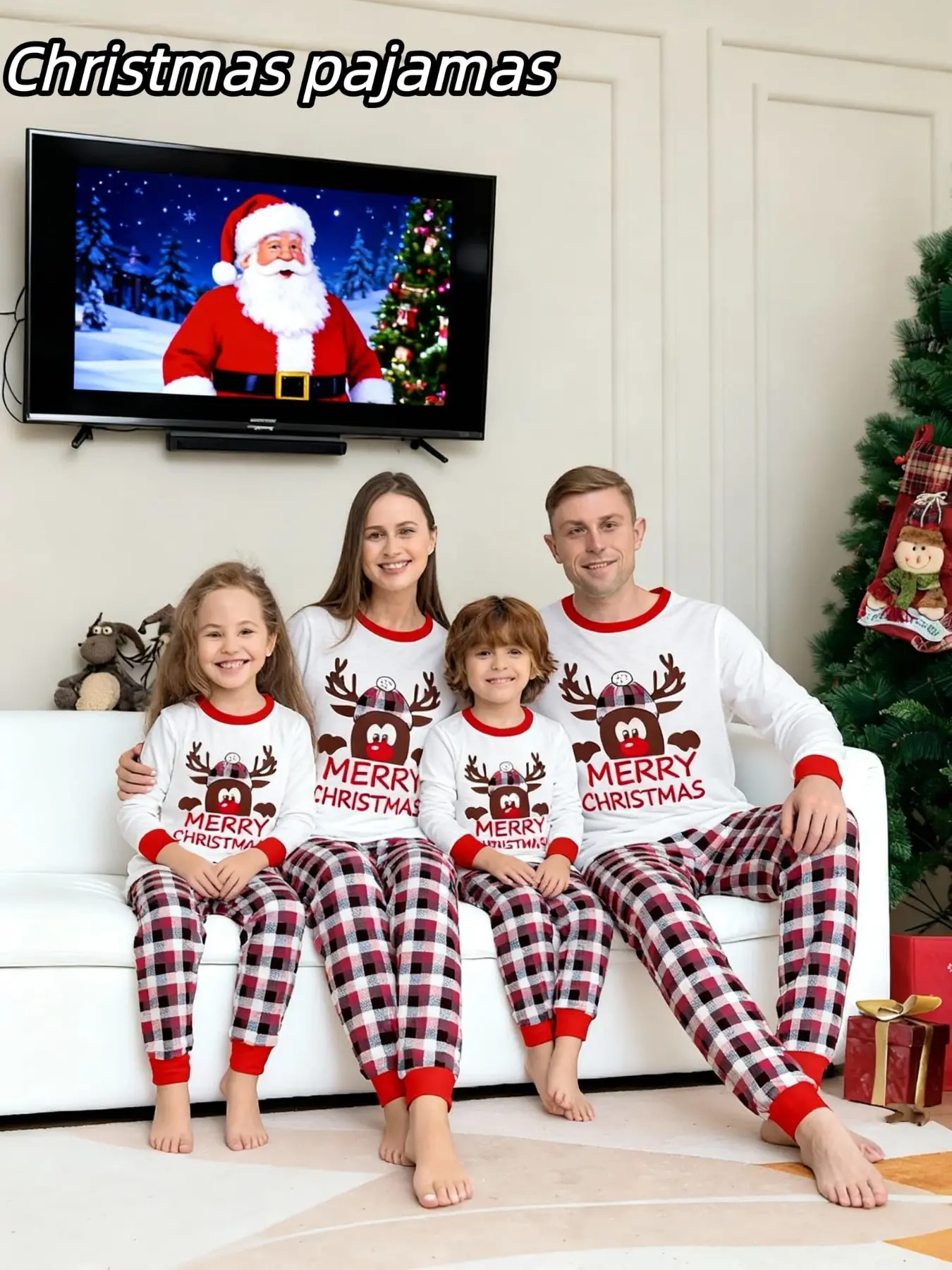 2-Piece Christmas Pajama Set for Men Women Kids, Loose-Fitting Casual Sleepwear, Family Matching, Holiday Comfort Clothing