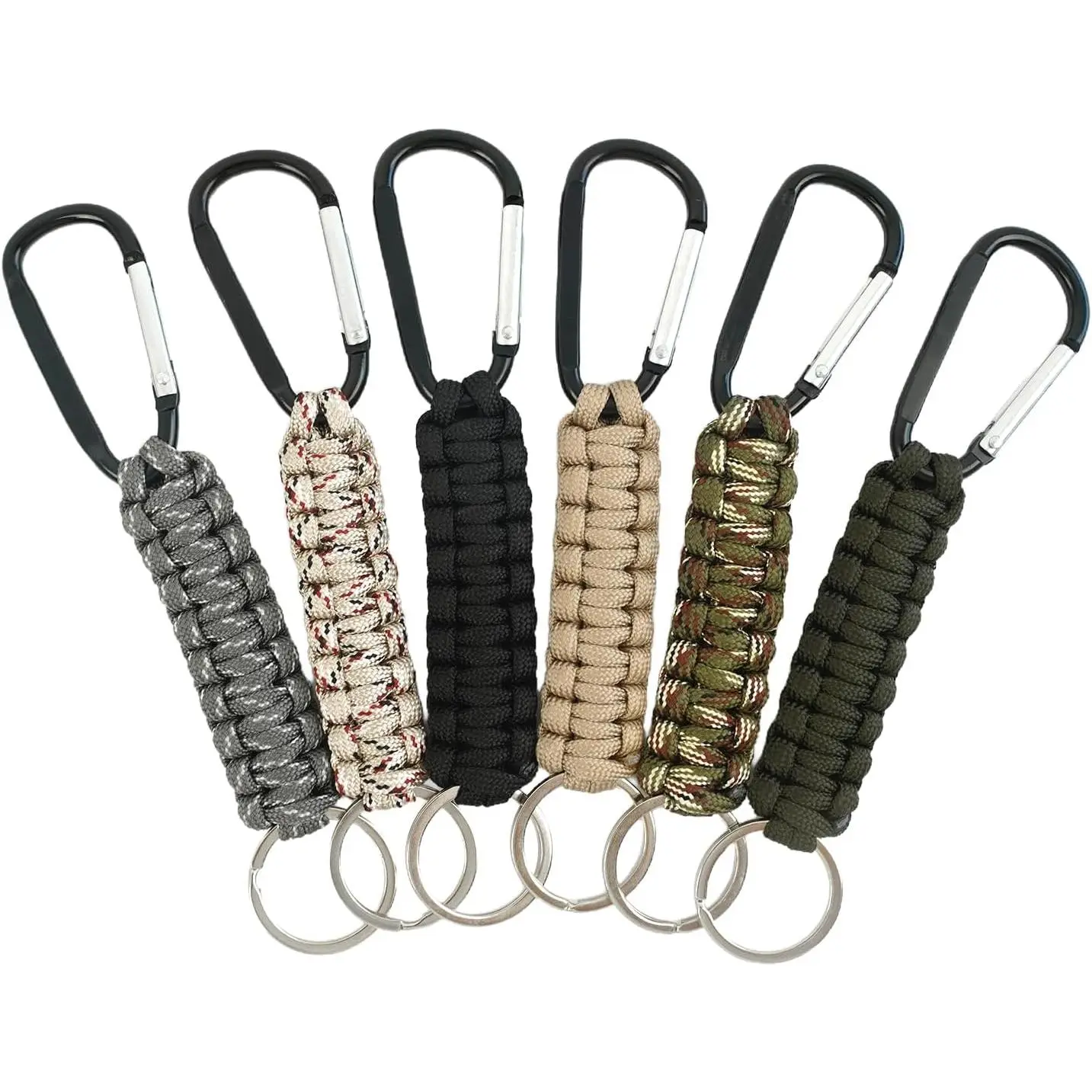 6 count Carabiner , Paracord  Carabiner for , Paracord Lanyard Strap Clips, Rope Key Chains Men, Heavy  Keychains for Outdoor