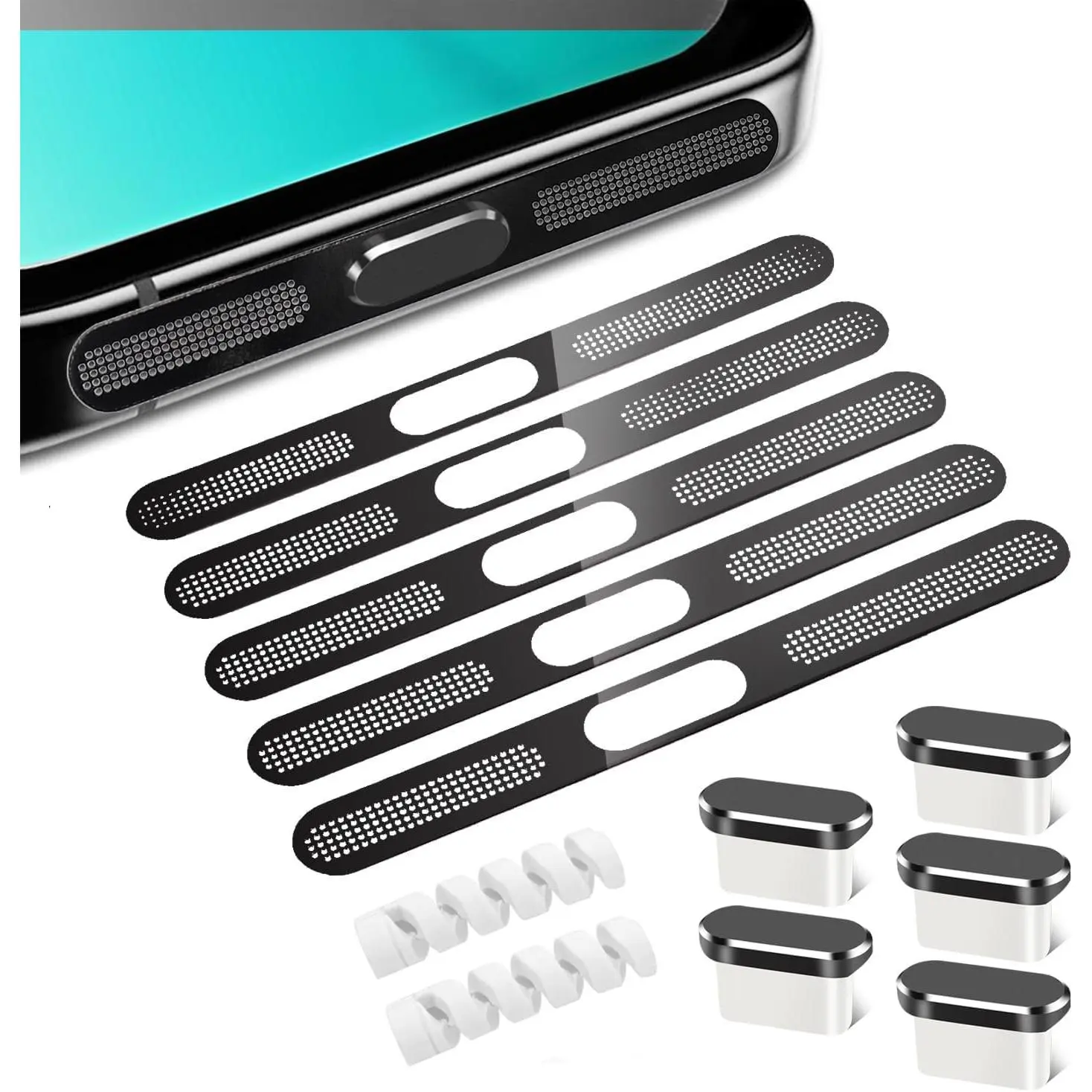5PACK USB C Dust Plug, USB Type C Port Cover  Port Plug with Speaker Dust Cover for  17/16/16 Plus/16 Pro/16 Pro Max/ 15/15 Pro/Pro Max/Plus (Black)
