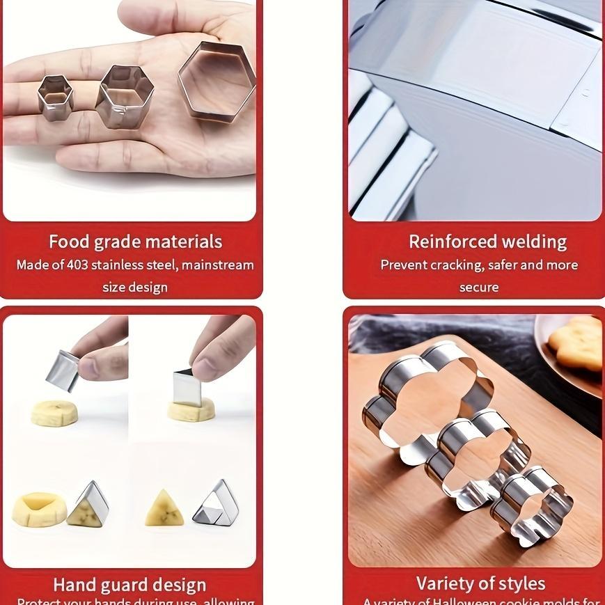 24pcs Geometric Cookie Cutter Set,, Non-Stick, Easy to Clean, DIY Biscuit, Cookie, Cake Decorating Tools, Birthday Themed Baking Accessories