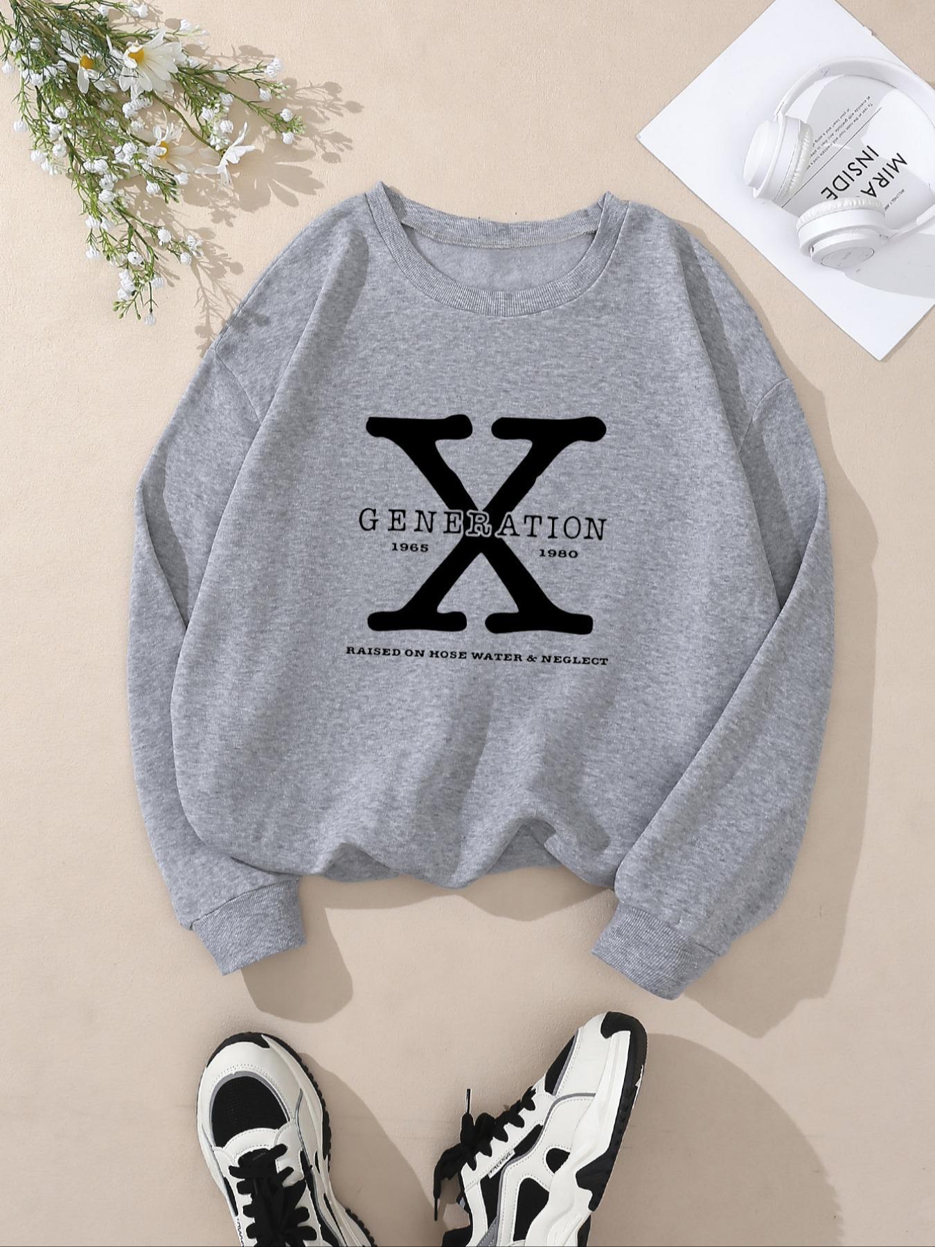 Pullover Sweatshirts Autumn And Winter Arrow Print Round Neck Long Sleeve Sweater Owt