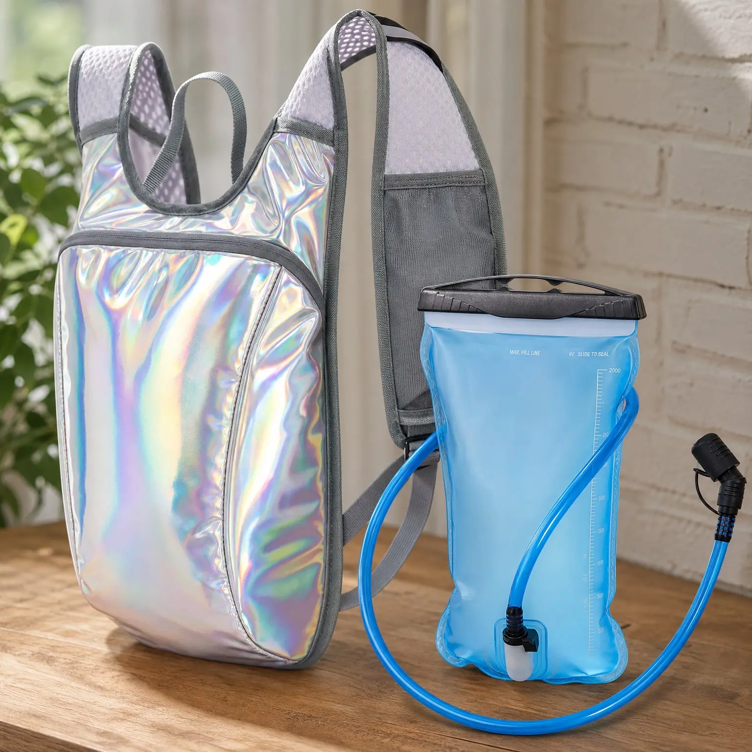 Reflective Hydration Backpack with 2L Water Bladder, Phone Pocket & Insulated Compartment for Hiking, Running, Cycling, Festivals - Men & WomenGift