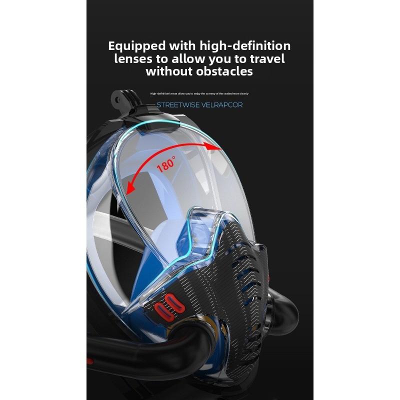 Double tube snorkeling goggles Mask Full dry diving equipment Adult diving rebreather Swimming mask  stealth snorkel