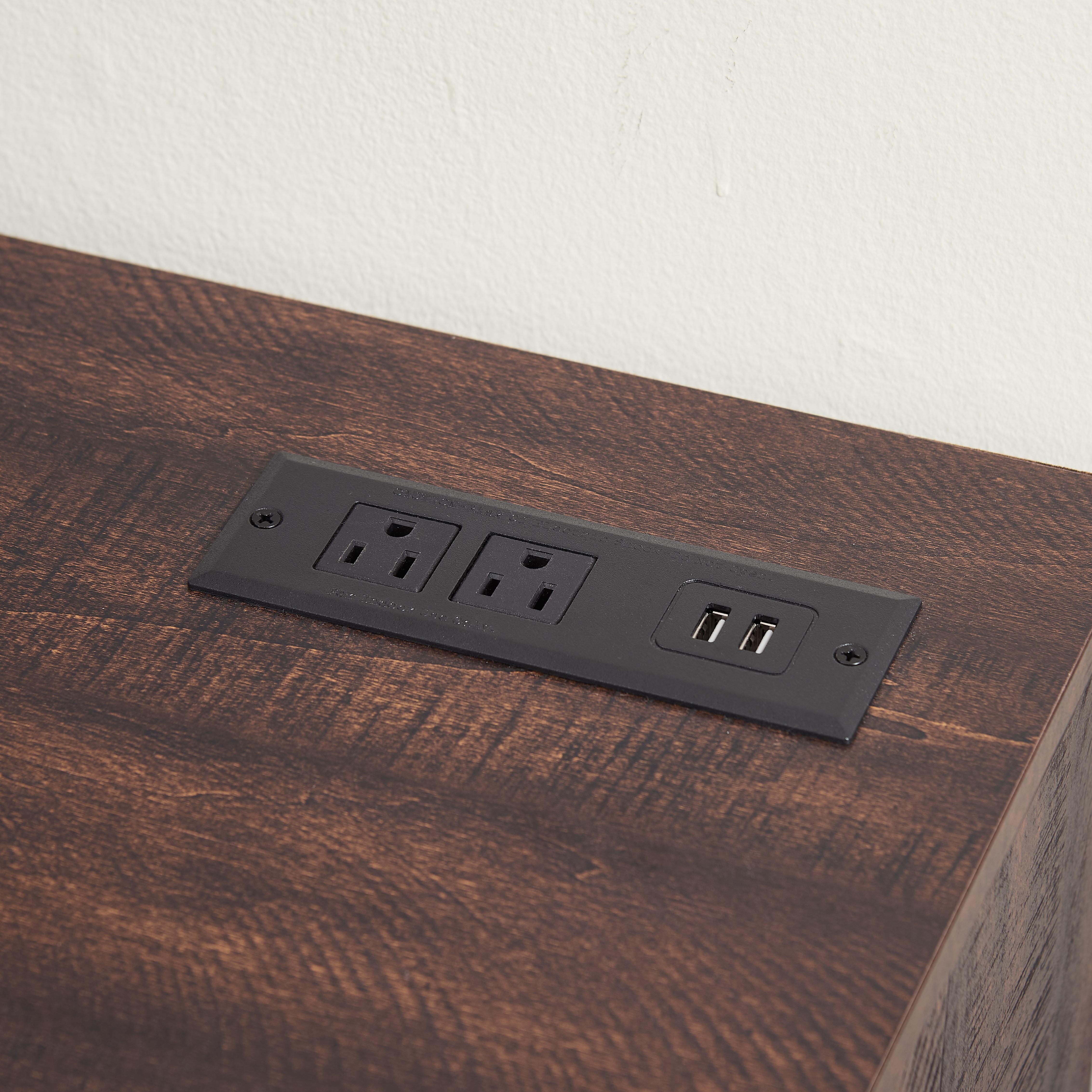 [Bellemave]TV Stand Electric Fireplace TV Stand with Glass Shelves, 3D Fireplace TV Stand with LED Lights Wood with USB Charging Outlet Modern Television Table Center for TV up to 32-62" ESP 58''W*15.5''D*24.4