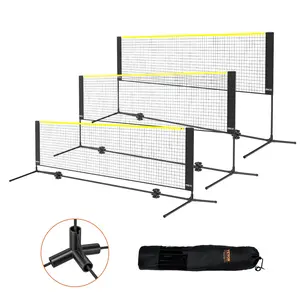 VEVOR Badminton Net, Height Adjustable Volleyball Net, 10ft Wide Foldable Pickleball Net, Portable Easy Setup Tennis Net Set with Poles, Stand and Carry Bag, for Kids Backyard Game Indoor Outdoor Use