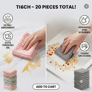 20-Piece Home Cleaning Cloths Set (Buy 10 Get 10 Free) - Scratch-Free Steel Wire Options, Absorbent Coral Fleece Microfiber Kitchen Household Essentials