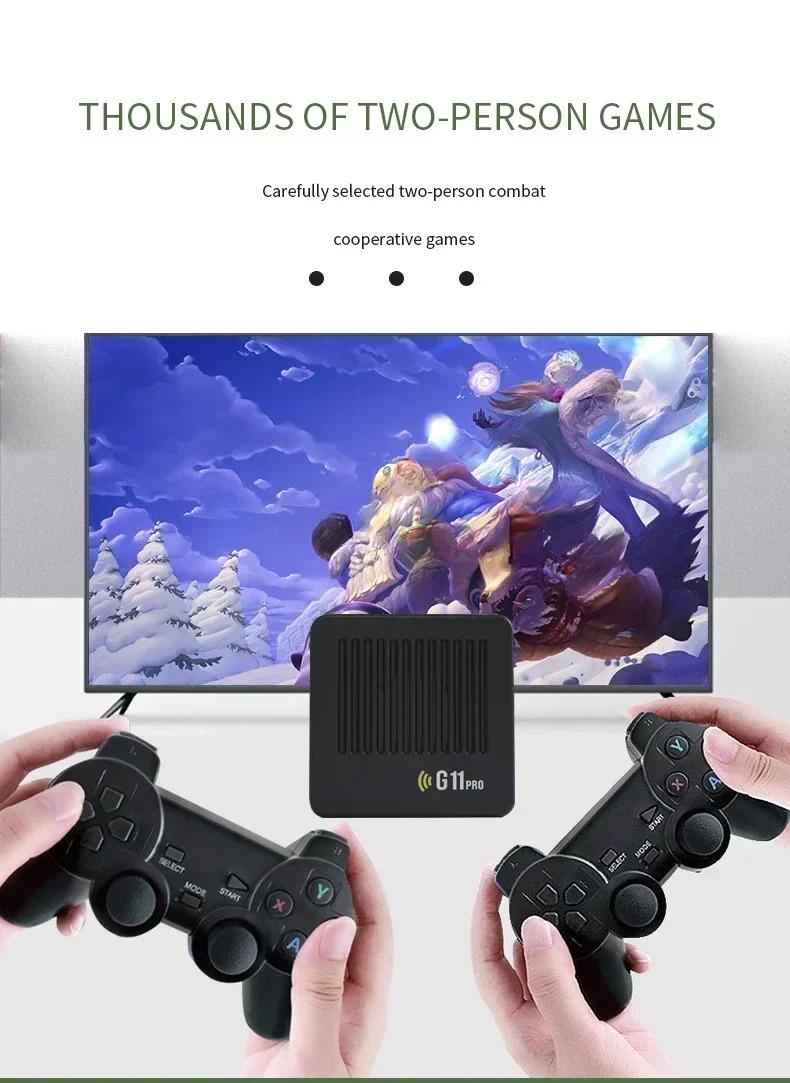 Video Game Console G11 Pro Built in 60000 Games 4K HD 2.4G 256GB Wireless Controller Emuelec 4.3 S905X2 Dual System Family Gamebox Retro Gaming Console Stick with portable Emulators Gamer Gifts for Him