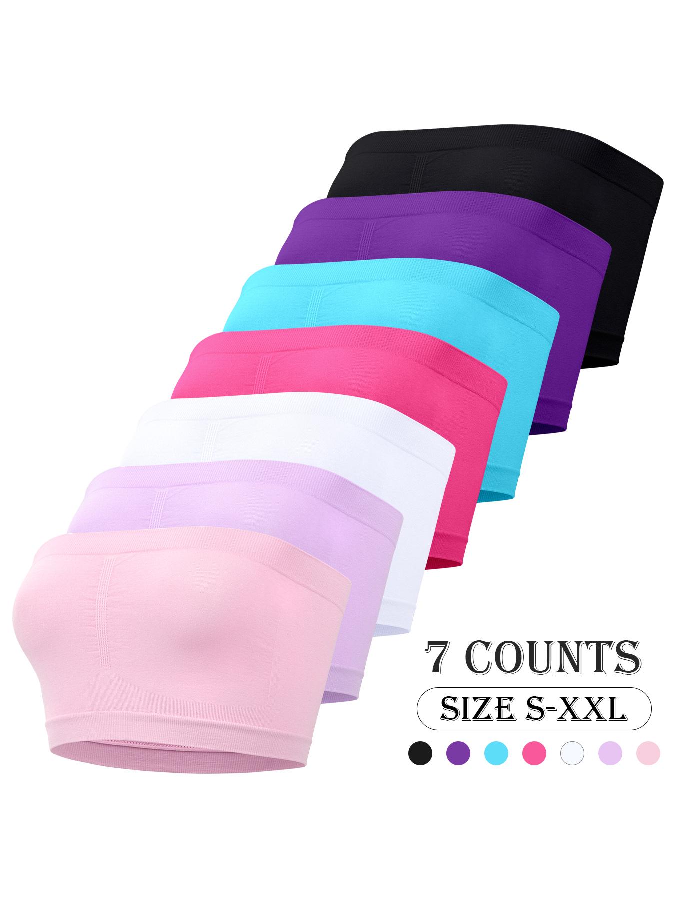 Women's Solid Ruched Wireless Bandeau Bra, Minimalist Breathable Comfortable Seamless Bra, Women's Lingerie for All Seasons, Clothing, Underwear, Wireless Seamless Bras, Wireless Strapless Bra, Breathable Comfy Bra