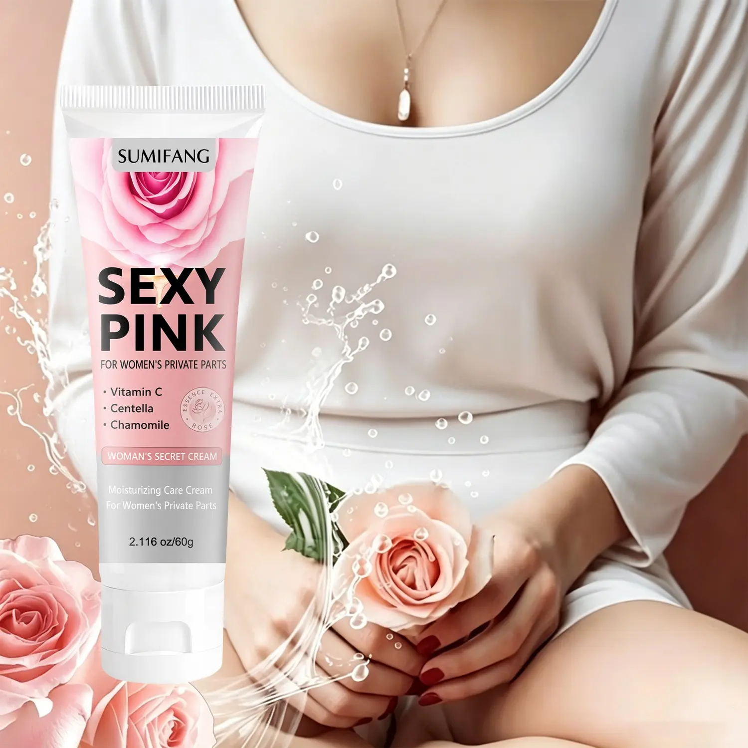 SUMIFANG Intimate Moisturizing Cream for Women (60g) – Rose Extract + Jojoba Oil + Vitamin C – Provides all-day nourishment for intimate skin, restores elasticity and radiance, and offers gentle care to boost confidence.