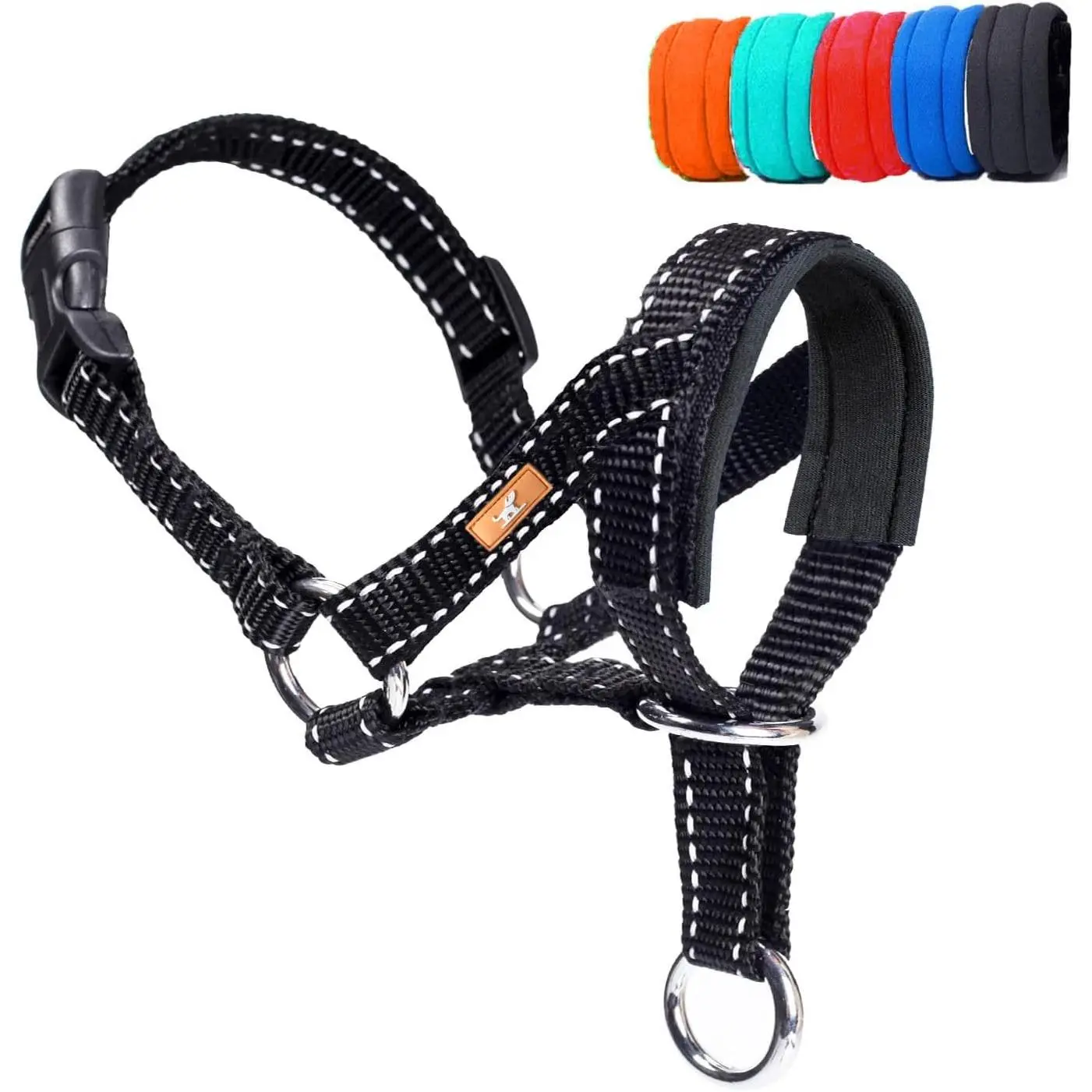 Dog Head Collar with Reflective Strap to Stop Pulling for Small Medium and Large Dogs, Adjustable (M, Black)