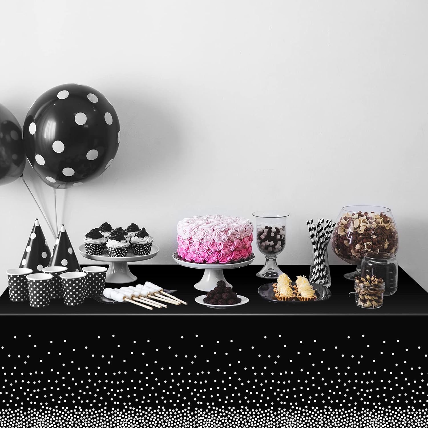 Dot Pattern Table Cover, 4 Counts/set Disposable Rectangular Tablecloth, Table Decoration Supplies for Party, Wedding, Birthday, Graduation