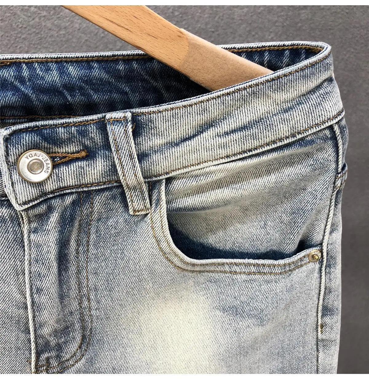 Spring and Autumn Ripped Jeans Men's Slim-fitting Small Feet Light-colored Summer Pants New Designer Kpop Men's Thin Trousers