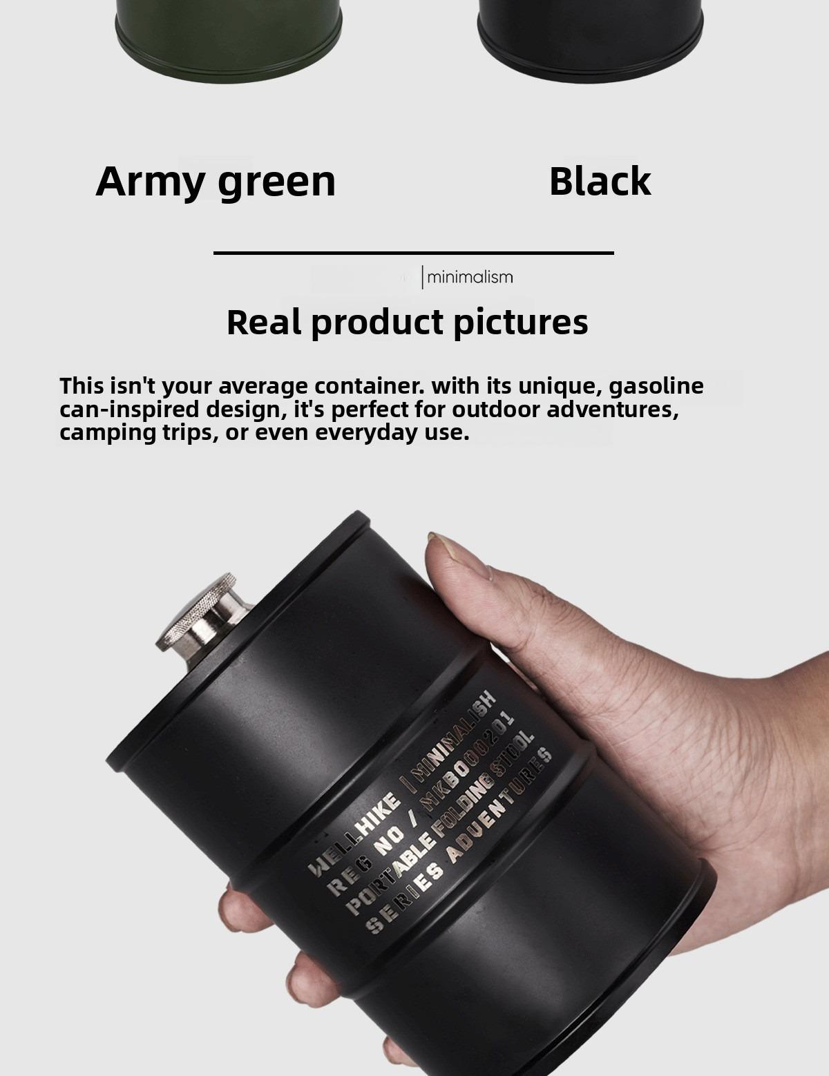 Outdoor 304 stainless steel 750ml oil barrel wine jug Outdoor portable cylindrical liquor bottle Fuel barrel wine jug