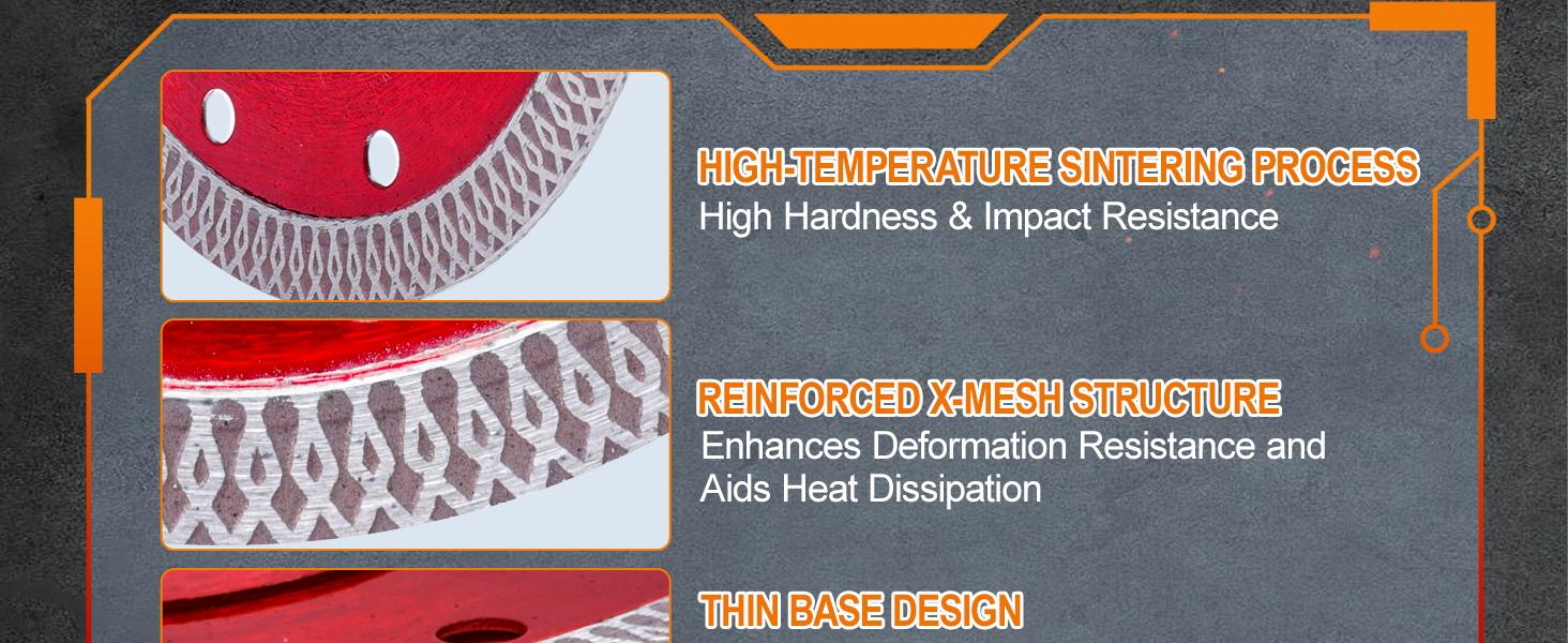 Indestructible 4-1/2" Diamond Cutting Disc for Granite Marble Stone, 3Pcs Saw Blade for Smooth Cutting