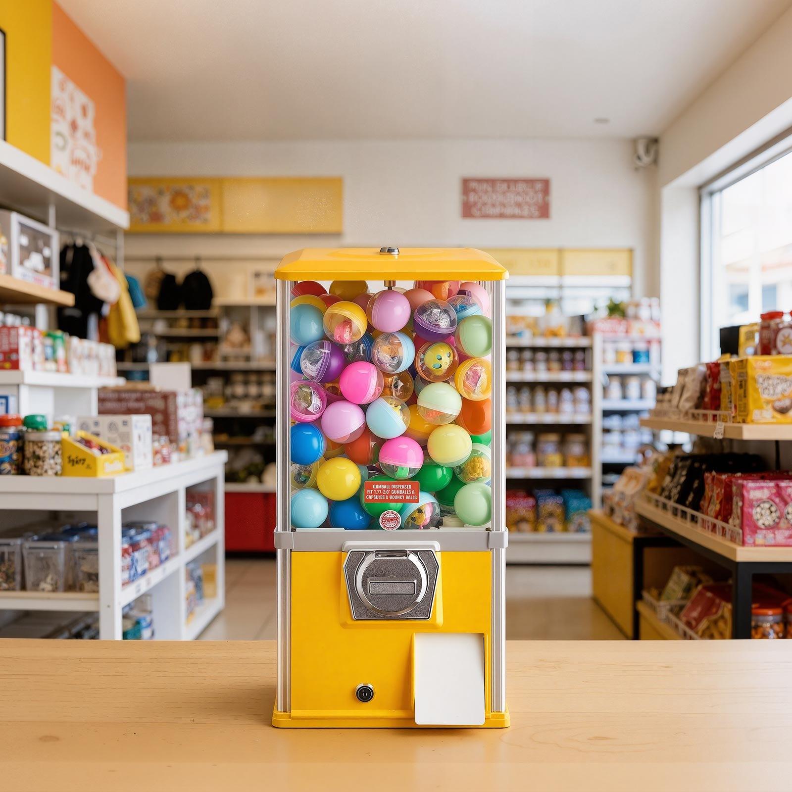 VEVOR Gumball Machine, 21 inch Height Candy Vending Machine Dispenser, 25-Cent Vending Machines for Shopping Malls, Supermarkets, Amusement Parks, Arcades, Holds Up to 180 1.77 inch Spherical Candies