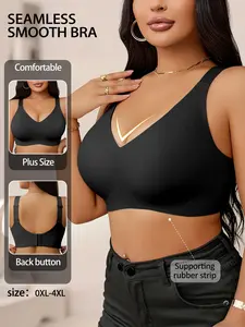 Cooling Seamless Plus Size Jelly Support Bra, Wireless Lightweight Anti Sag Wide Adjustable Straps Breathable Summer Lingerie For Full Bust
