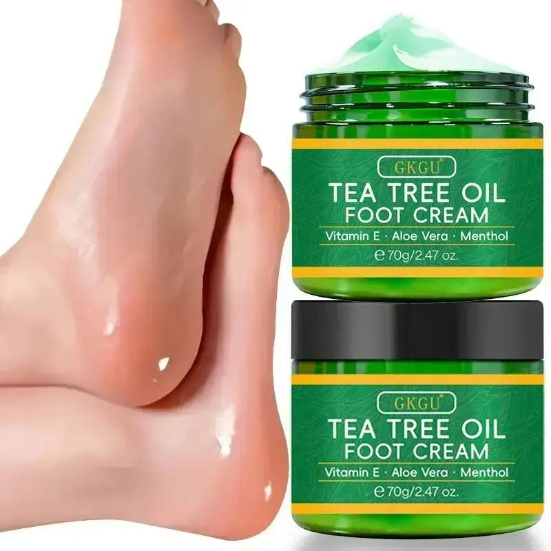 Set of 2 Tea Tree Oil Foot Creams, Foot Cream for Dry Feet, Hydrates Dry Rough & Cracked Skin, Softens & Smooths, Long-Lasting Fresh Fragrance, Gentle All-Season Moisturizing Foot Care for Men & Women