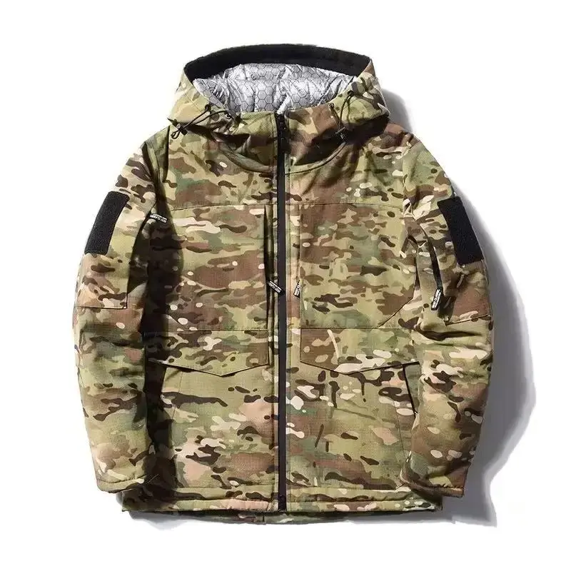 Men's Winter Warm Work Jacket Thickened Camouflage Cotton Parka Windproof Cold Proof Overcoat Durable Outdoor Protection Coat