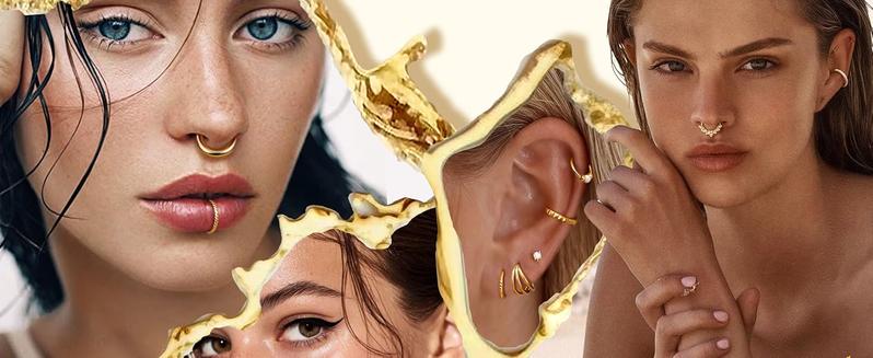 MILACOLATO Septum Nose Rings Hoops - 316L Surgical Steel Septum Rings CZ Opal Silver 14K Plated Gold Hoop Nose Ring for Women 16G/18G Clicker Cartilage Earring Conch Daith Nostril Piercing Jewelry 8mm/10mm 8Pcs